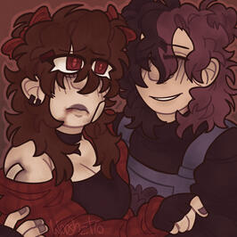 Celene/Rowan Matching Icon/Halfbody Commission for @/starcrestednova on Bluesky/Toyhouse.